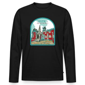 Charmantes Detail: Pena-Palast, Sintra - Männer Premium Bio Langarmshirt - Schwarz - Vorne - Nico (187cm)