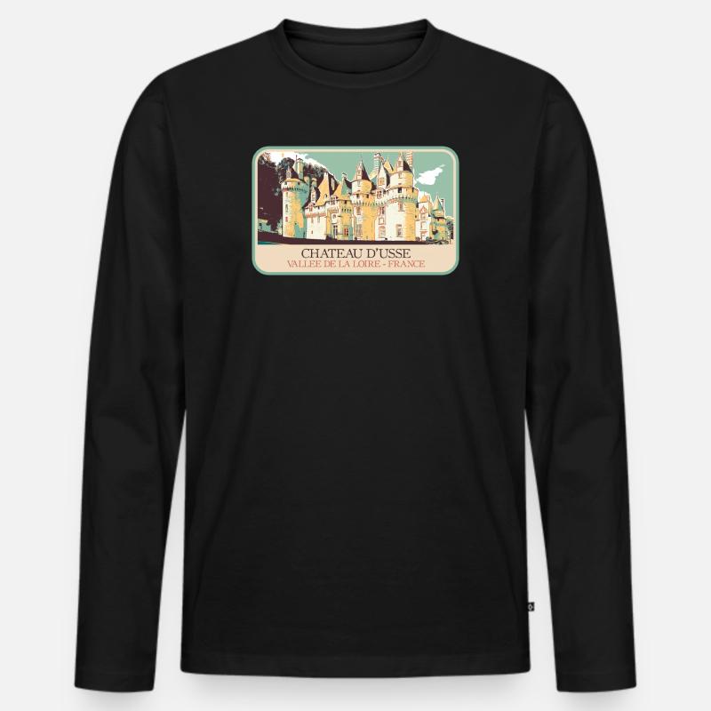 Château d'Ussé, Loire-Tal - Männer Premium Bio Langarmshirt - Schwarz