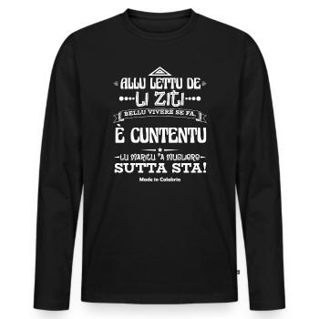 T-Shirt Kalabrien Kalabrisches Sprichwort allu bedtu - Männer Premium Bio Langarmshirt - Schwarz - Vorne - Nico (187cm)