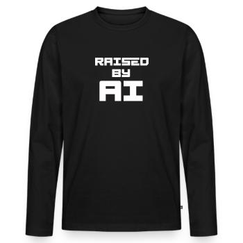 RAISED BY AI - Men's Premium Organic Long Sleeve Shirt - black - Front - Nico (187cm)