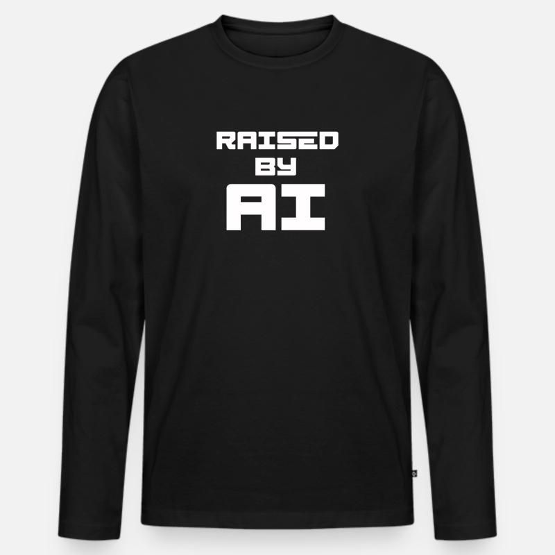 RAISED BY AI - Männer Premium Bio Langarmshirt - Schwarz