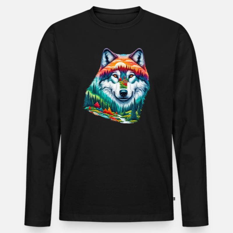 Wolf - Men's Premium Organic Long Sleeve Shirt - black