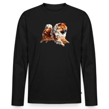 chien chowchow origami géométrique 3d - chow-chow - T-shirt manches longues Premium bio Homme - noir - Devant - Nico (187cm)
