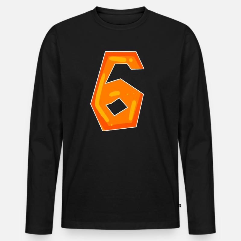 Zahl 6 Nummer - Männer Premium Bio Langarmshirt - Schwarz