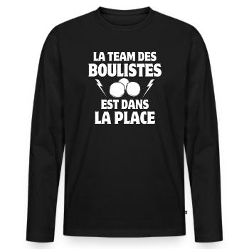 pétanque, bowler, pétanque fan - Men's Premium Organic Long Sleeve Shirt - black - Front - Nico (187cm)