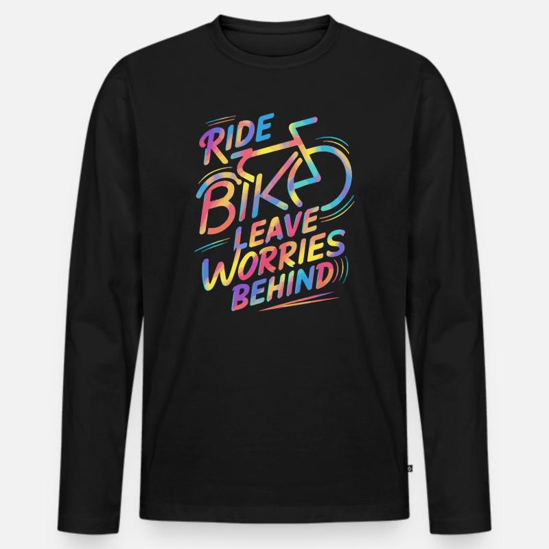 Lebendiges Regenbogen-Fahrradfahrdesign - Männer Premium Bio Langarmshirt - Schwarz