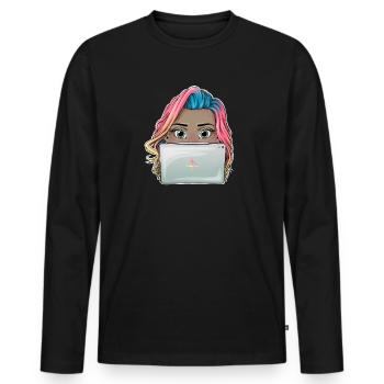 Vibrant Reva Prisma working Girl Design - T-shirt manches longues Premium bio Homme - noir - Devant - Nico (187cm)
