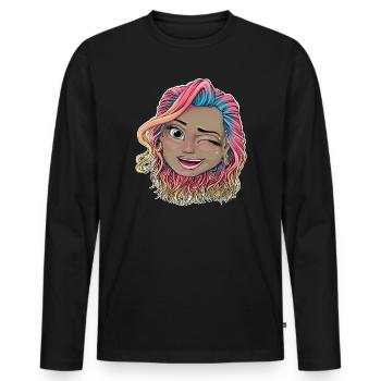 Vibrant Winking Illustration - Men's Premium Organic Long Sleeve Shirt - black - Front - Nico (187cm)