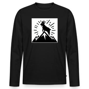 Chèvre sur la montagne, dessinée en noir et blanc - T-shirt manches longues Premium bio Homme - noir - Devant - Nico (187cm)