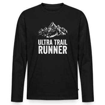 Coureur d’ultra trail - T-shirt manches longues Premium bio Homme - noir - Devant - Nico (187cm)