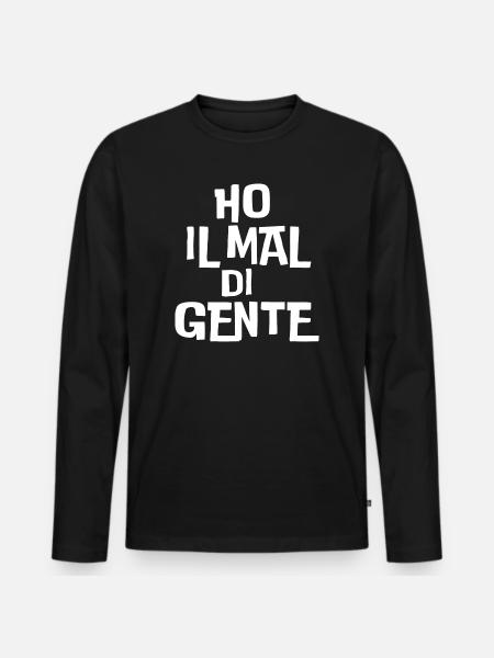 Mal di gente - una stampa ironica - Maglia a manica lunga ecologica premium da uomo - nero