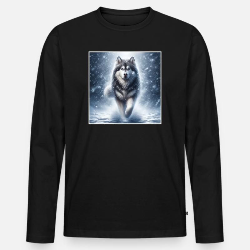 Schlittenhund - Männer Premium Bio Langarmshirt - Schwarz
