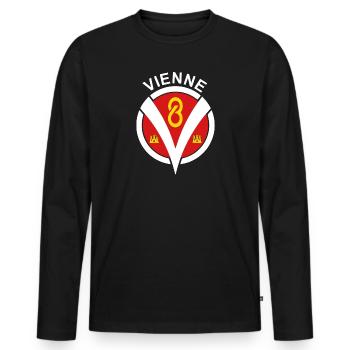 Vienna - Men's Premium Organic Long Sleeve Shirt - black - Front - Nico (187cm)