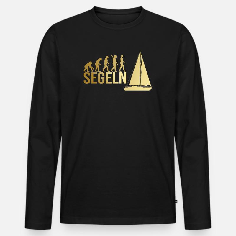 Evolution Segeln - Männer Premium Bio Langarmshirt - Schwarz