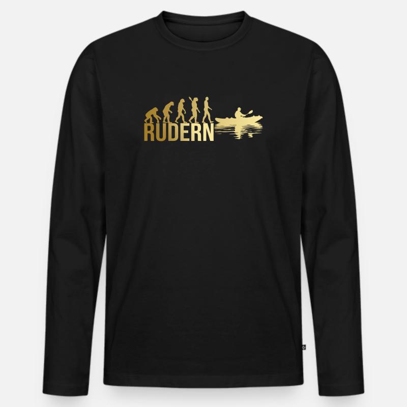 Evolution Rudern - Männer Premium Bio Langarmshirt - Schwarz