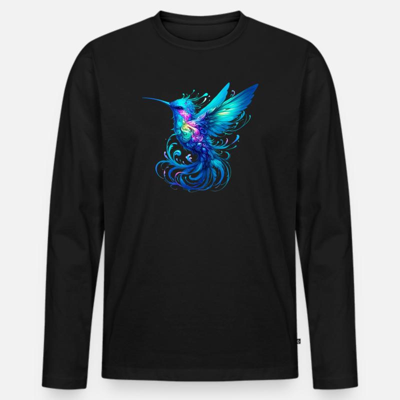 Kolibri - Männer Premium Bio Langarmshirt - Schwarz