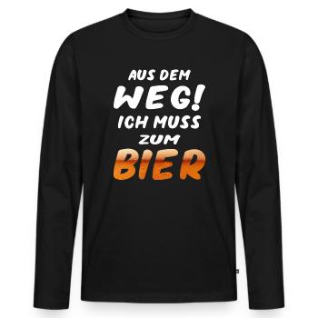 Aus dem Weg ich muss zum Bier Herrentag Design - Männer Premium Bio Langarmshirt - Schwarz - Vorne - Nico (187cm)