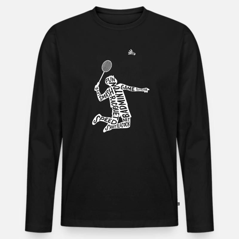 Badminton Badmintonspieler - Männer Premium Bio Langarmshirt - Schwarz