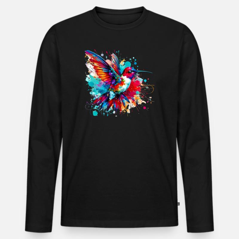 Kolibri - Männer Premium Bio Langarmshirt - Schwarz