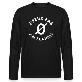 j'peux pas j'ai peanuts - T-shirt manches longues Premium bio Homme - noir - Devant - Nico (187cm)