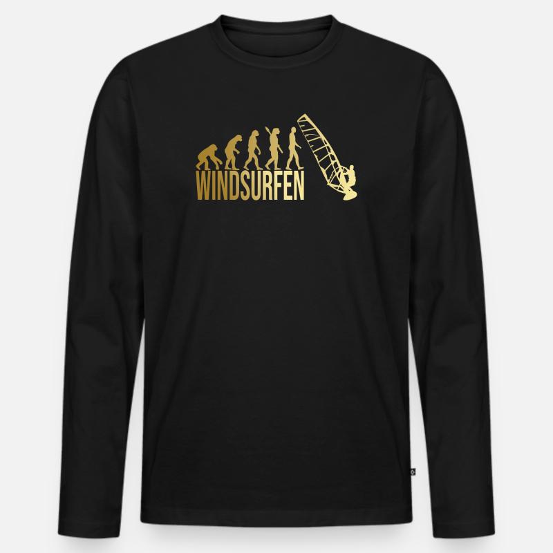 Evolution Windsurfen - Männer Premium Bio Langarmshirt - Schwarz