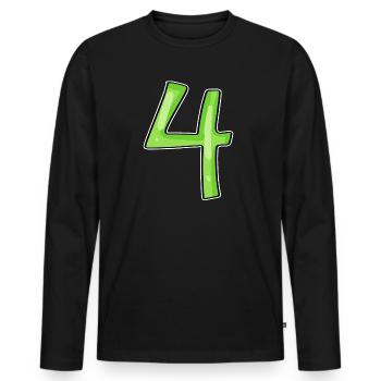 4 - Vier Grün - Männer Premium Bio Langarmshirt - Schwarz - Vorne - Nico (187cm)