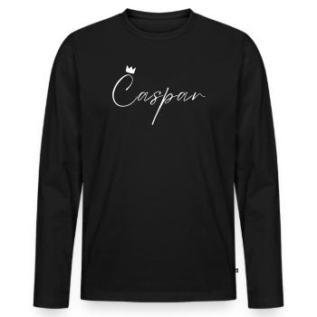 Caspar Name König T-Shirt Geschenk Männer - Männer Premium Bio Langarmshirt - Schwarz - Vorne - Nico (187cm)