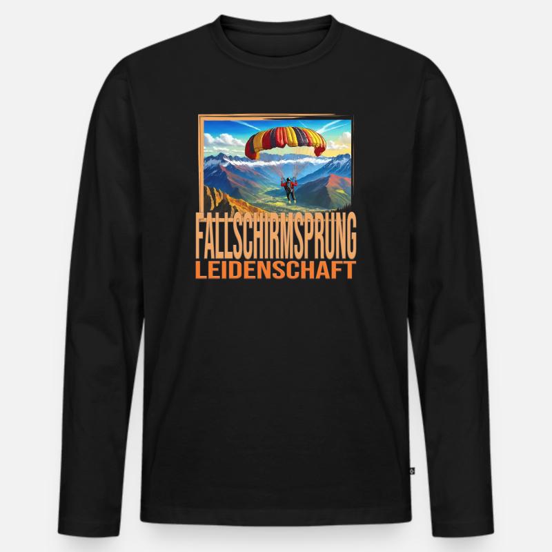 Fallschirmsprung Leidenschaft - Männer Premium Bio Langarmshirt - Schwarz