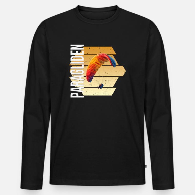 Paragliden - Männer Premium Bio Langarmshirt - Schwarz