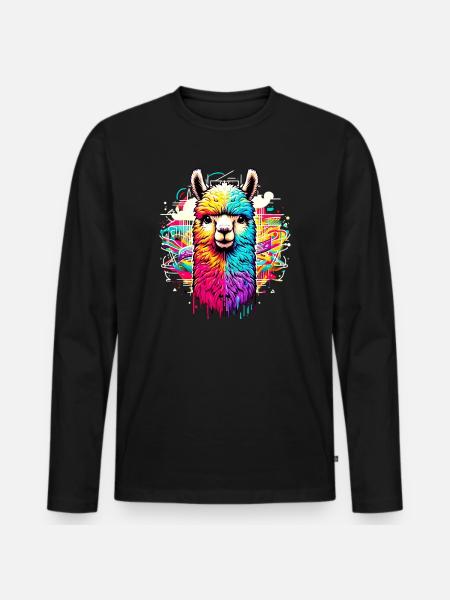Alpaca - Men's Premium Organic Long Sleeve Shirt - black