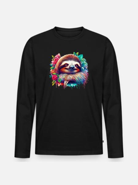 Sloth - Men's Premium Organic Long Sleeve Shirt - black