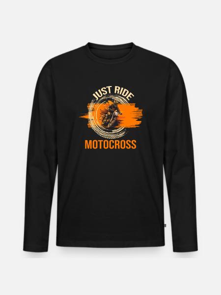 Just Ride - Motocross - Männer Premium Bio Langarmshirt - Schwarz