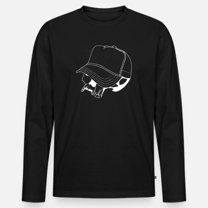 Skull Cap - Männer Premium Bio Langarmshirt - Schwarz