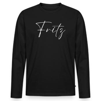Fritz Name T-Shirt Geschenk Für Männer - Männer Premium Bio Langarmshirt - Schwarz - Vorne - Nico (187cm)