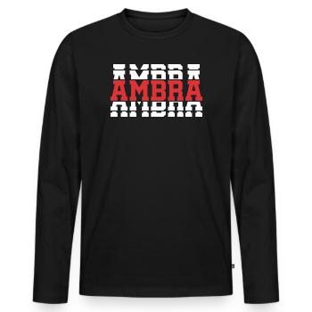 T-Shirt Bernstein T-Shirt Geschenkidee gestapelter Text - Männer Premium Bio Langarmshirt - Schwarz - Vorne - Nico (187cm)