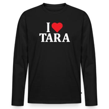 t-shirt J’aime Tara t-shirt idée cadeau - T-shirt manches longues Premium bio Homme - noir - Devant - Nico (187cm)
