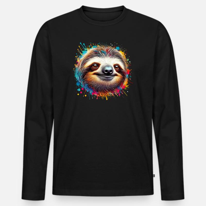 Faultier - Männer Premium Bio Langarmshirt - Schwarz