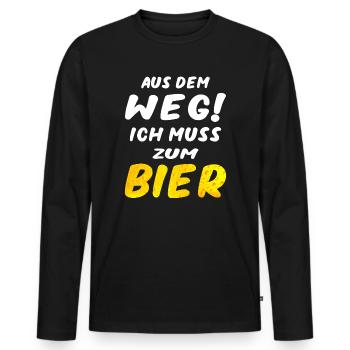 Aus dem Weg ich muss zum Bier Herrentag Design - Männer Premium Bio Langarmshirt - Schwarz - Vorne - Nico (187cm)