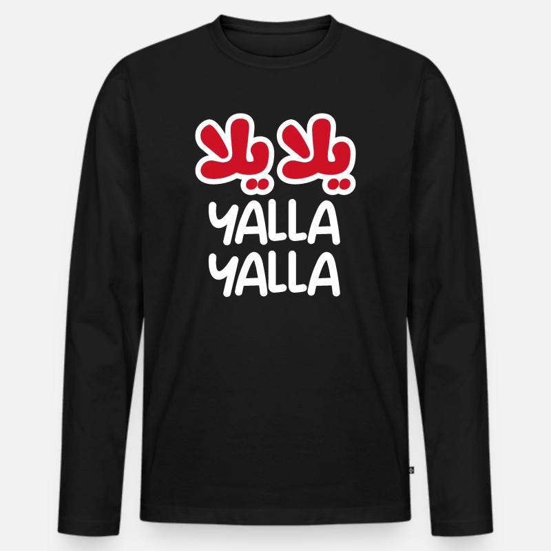 Yalla Yalla (dunkel) - Männer Premium Bio Langarmshirt - Schwarz