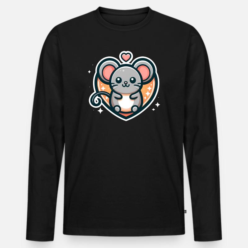 Lieblingsmaus - Männer Premium Bio Langarmshirt - Schwarz