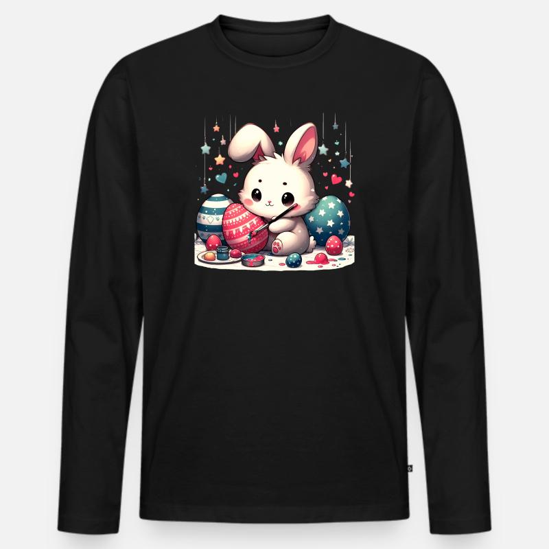 Schönes Osterfest - Männer Premium Bio Langarmshirt - Schwarz