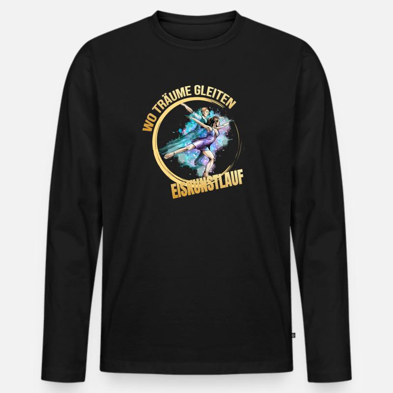 Wo träume gleiten - Eiskunstlauf - Männer Premium Bio Langarmshirt - Schwarz