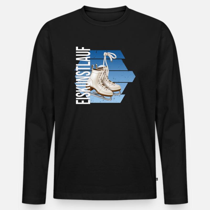 Eiskunstlauf - Männer Premium Bio Langarmshirt - Schwarz
