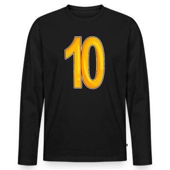 10 - dix - jaune - T-shirt manches longues Premium bio Homme - noir - Devant - Nico (187cm)