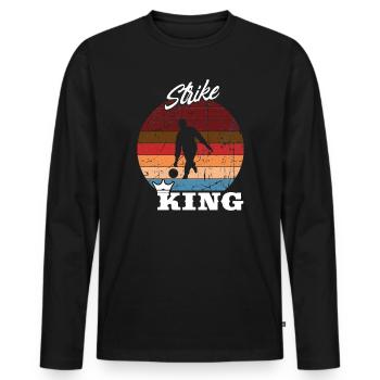 Strike King Bowling Kegeln - Männer Premium Bio Langarmshirt - Schwarz - Vorne - Nico (187cm)