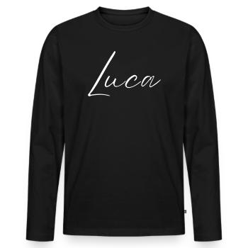 T-shirt Luca Name cadeau pour hommes - T-shirt manches longues Premium bio Homme - noir - Devant - Nico (187cm)