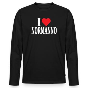 t-shirt j’aime Norman t-shirt idée cadeau - T-shirt manches longues Premium bio Homme - noir - Devant - Nico (187cm)