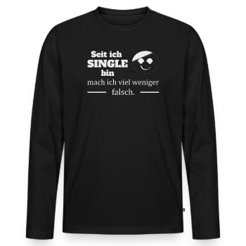 Célibataire :-) - T-shirt manches longues Premium bio Homme - noir - Devant - Nico (187cm)