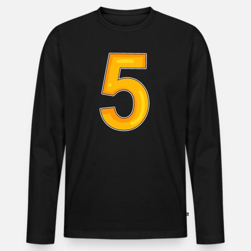 Zahl 5 - Männer Premium Bio Langarmshirt - Schwarz
