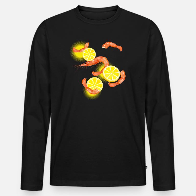 Garnelen oder Shrimps mit Zitronen Scheiben - Männer Premium Bio Langarmshirt - Schwarz